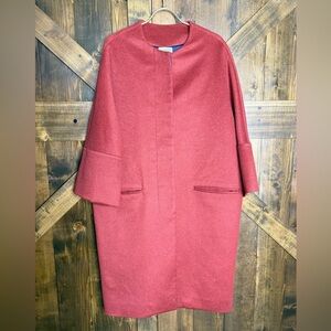 NWT Hesperios Designer Red Alpaca Wool Coat Size L/XL